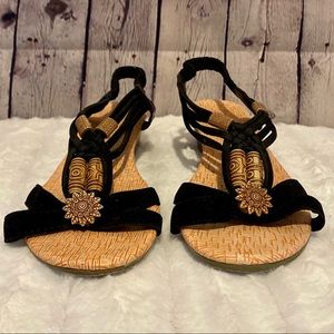 Hengsong Black Stretchy Macrame Sandals Size 37
